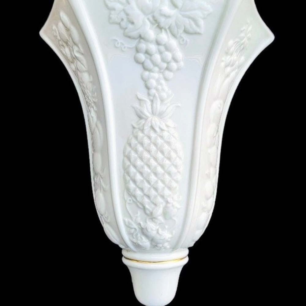 Vintage 10" LENOX Fruits of Life Wall Vase Ivory with 24KT Gold Trim